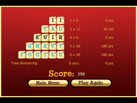 Dabble HD Word Game for Mobiles - Screenshot 2 Scoreboard