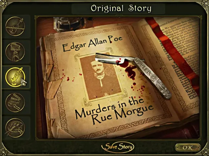 Dark Tales Edgar Allan Poes Murders in the Rue Morgue Menu screen