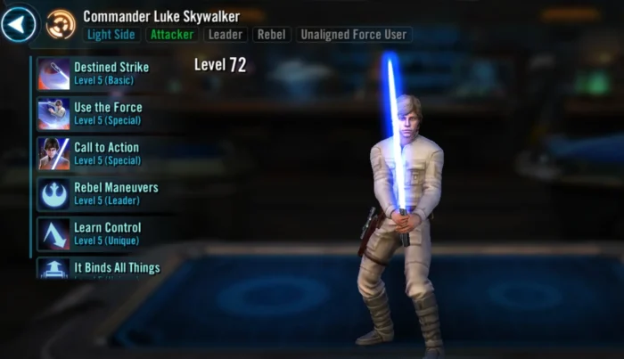 SWGOH Commander Luke Sywalker